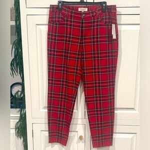 Talbots Vibrant Red Plaid Pants NWT